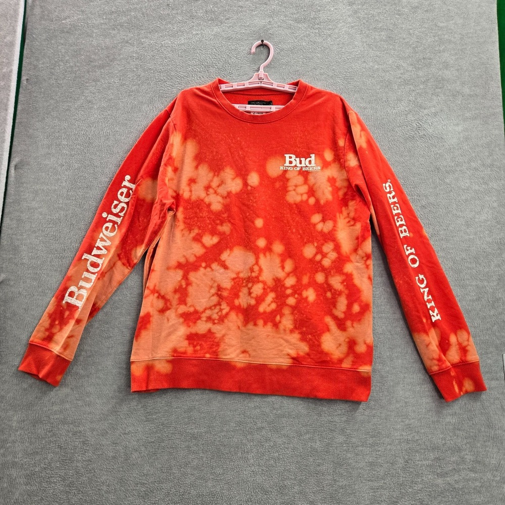 Budweiser x Junk Food Men Sweatshirt Large Orange Tie Dye King Of Beers Pullover